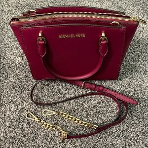 Michael Kors Magenta Ellis Crossbody Bag with Gold Accents